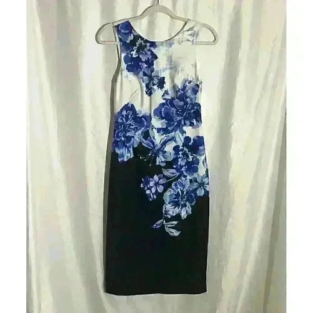 Mauve Anthropologie Sleeveless Blue Floral Dress Size 4